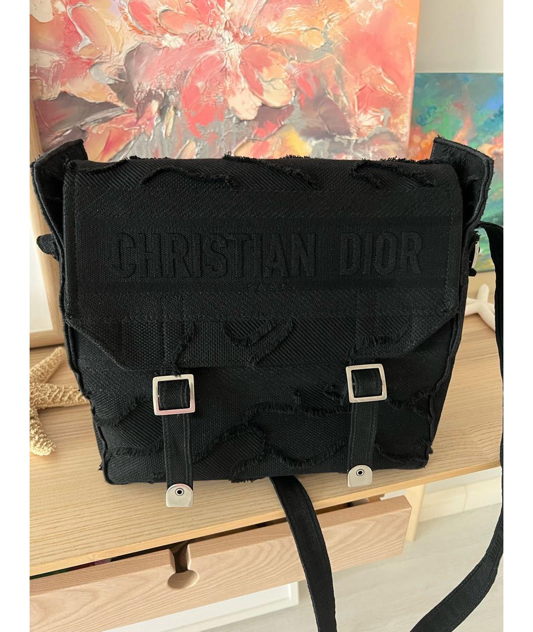 CHRISTIAN DIOR PRE-OWNED Черная тканевая сумка через плечо, фото 4
