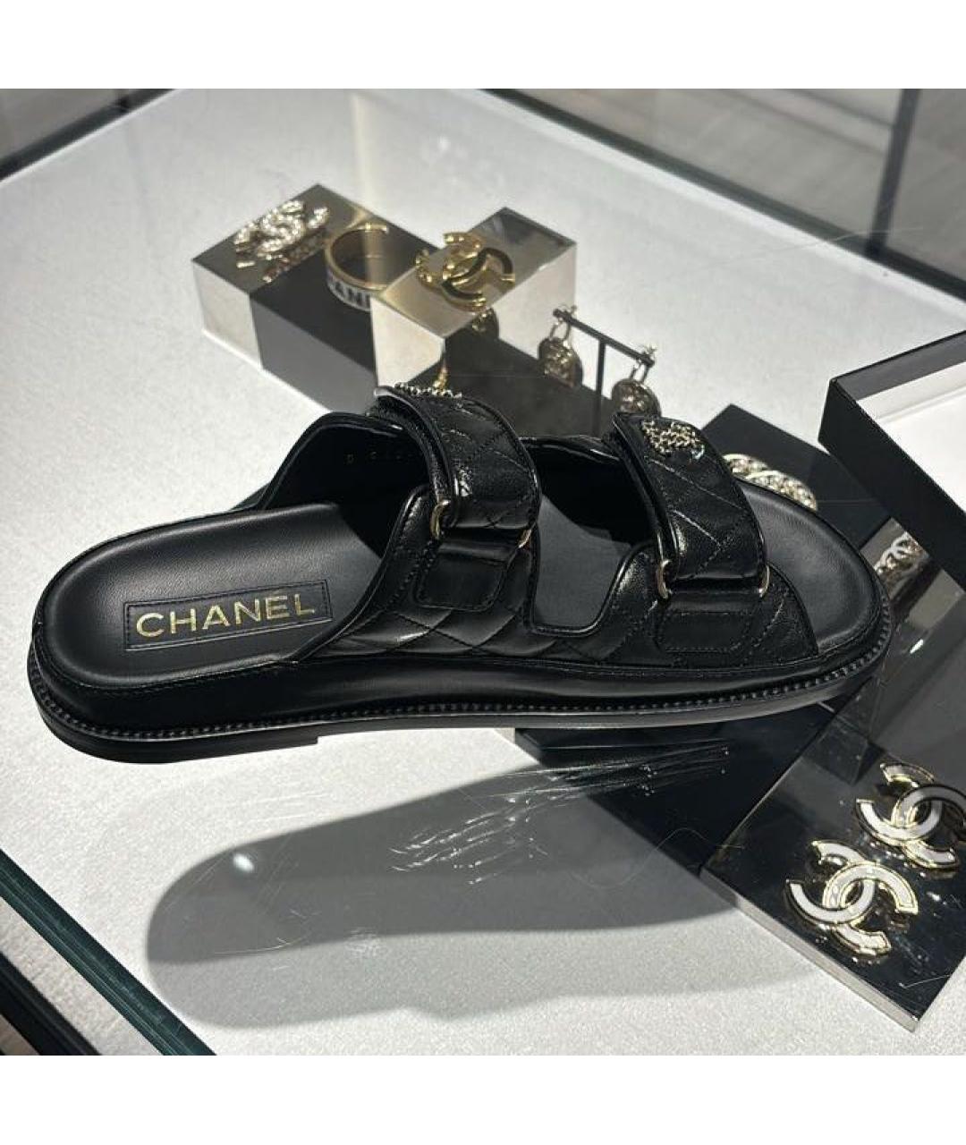 CHANEL PRE-OWNED Черные кожаные сандалии, фото 3