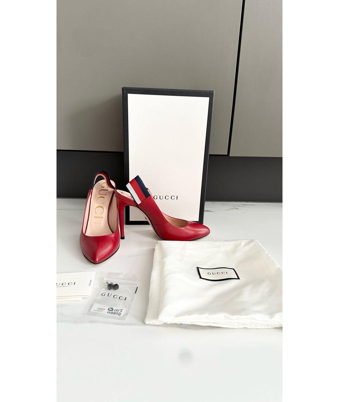 GUCCI Красные кожаные туфли, фото 4