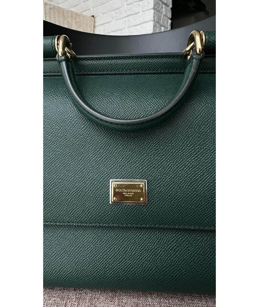 DOLCE&GABBANA Зеленая кожаная сумка с короткими ручками, фото 5