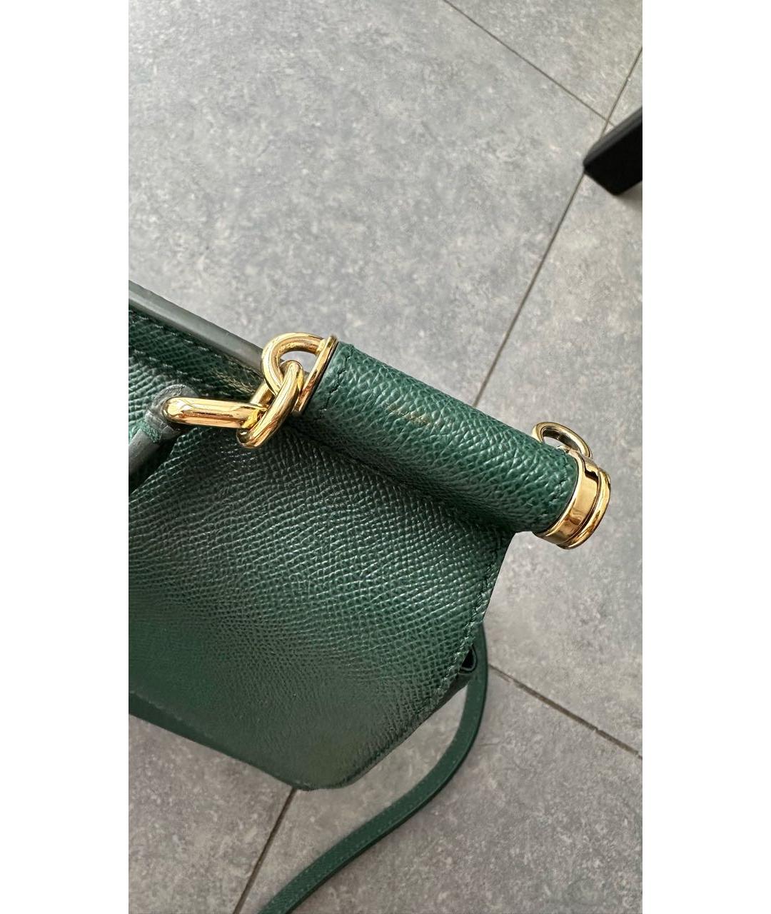 DOLCE&GABBANA Зеленая кожаная сумка с короткими ручками, фото 7