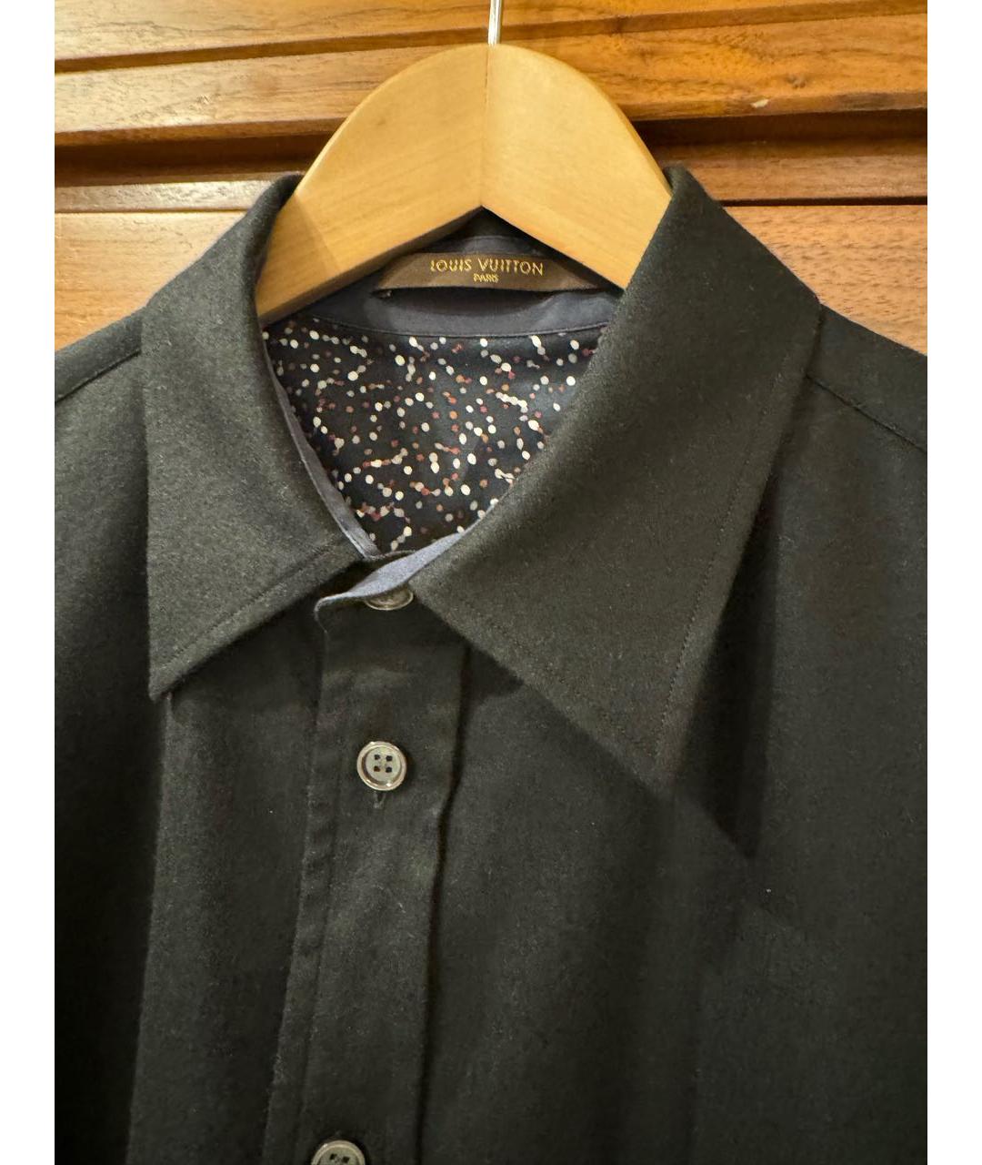 LOUIS VUITTON Черная хлопко-шерстяная кэжуал рубашка, фото 3