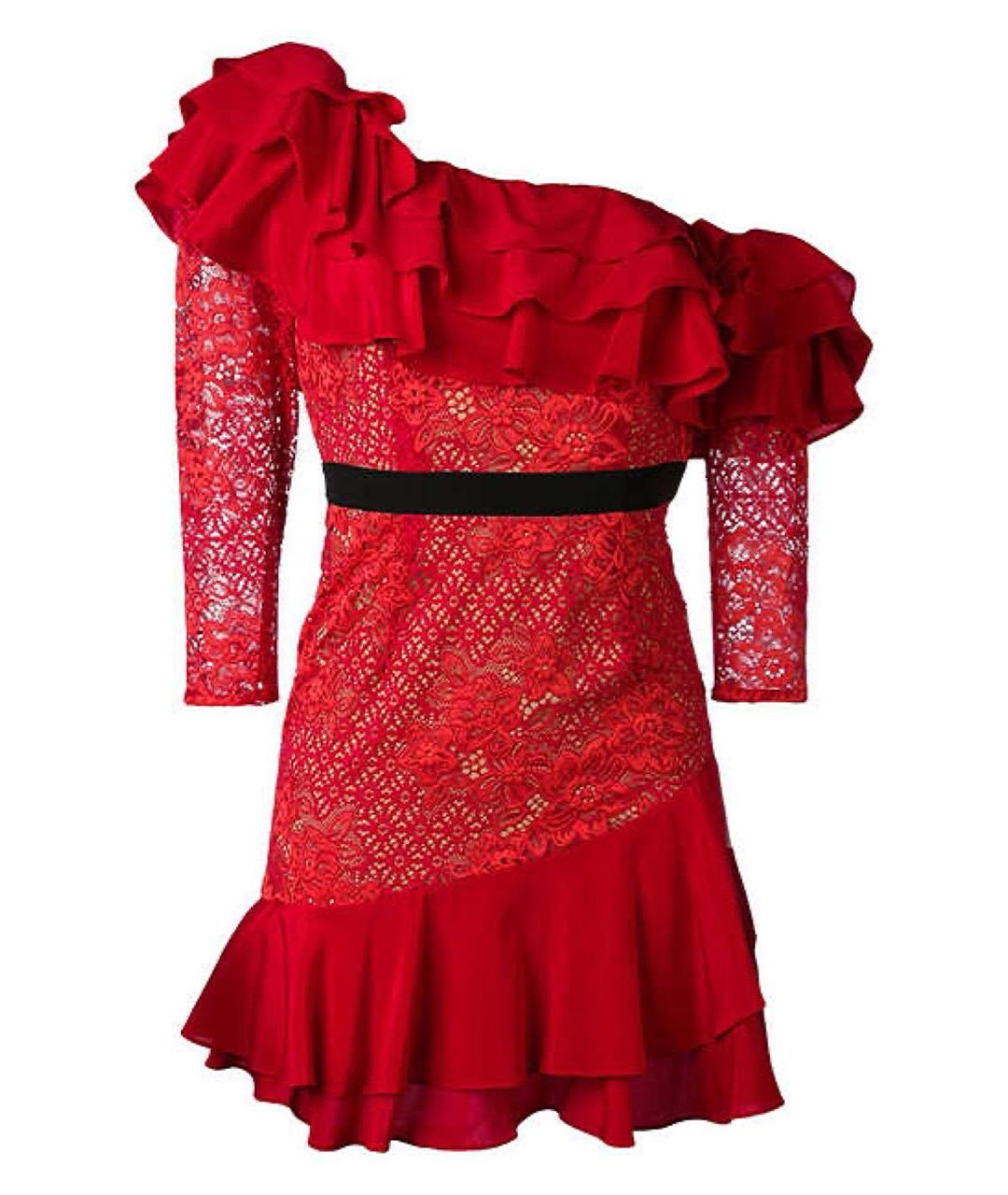 FOR LOVE AND LEMONS Красное полиэстеровое коктейльное платье, фото 9