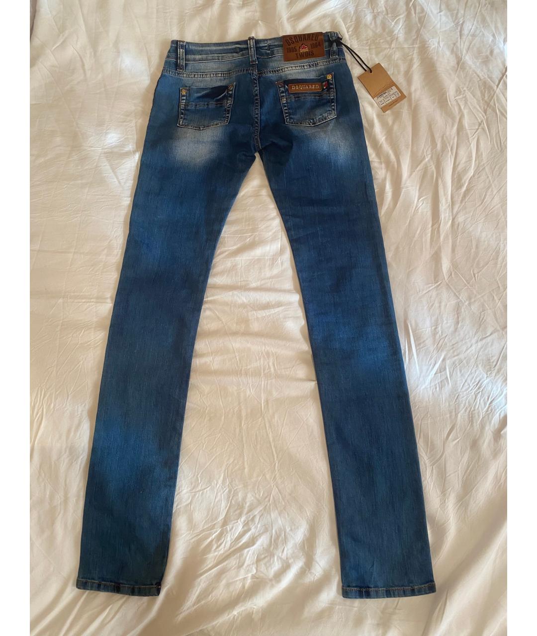 DSQUARED2 Синие хлопковые прямые джинсы, фото 2