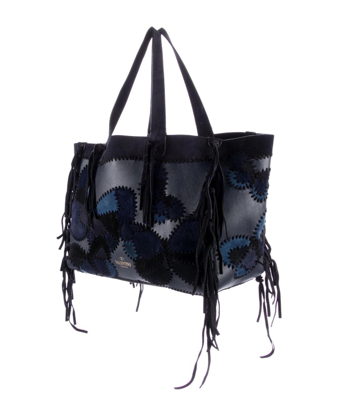 VALENTINO Темно-синяя замшевая сумка тоут, фото 7