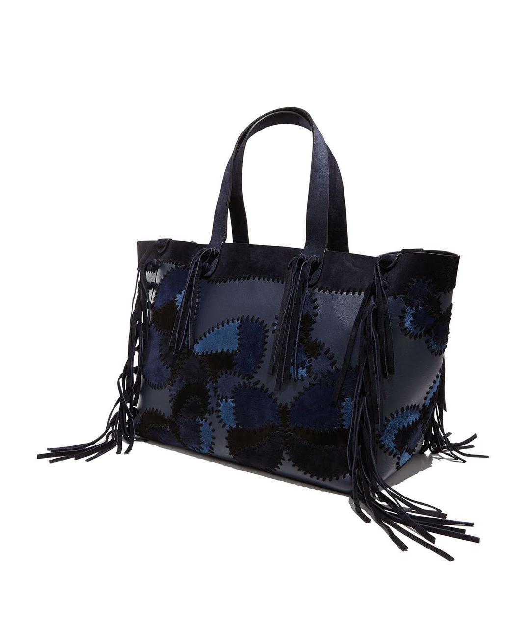 VALENTINO Темно-синяя замшевая сумка тоут, фото 2