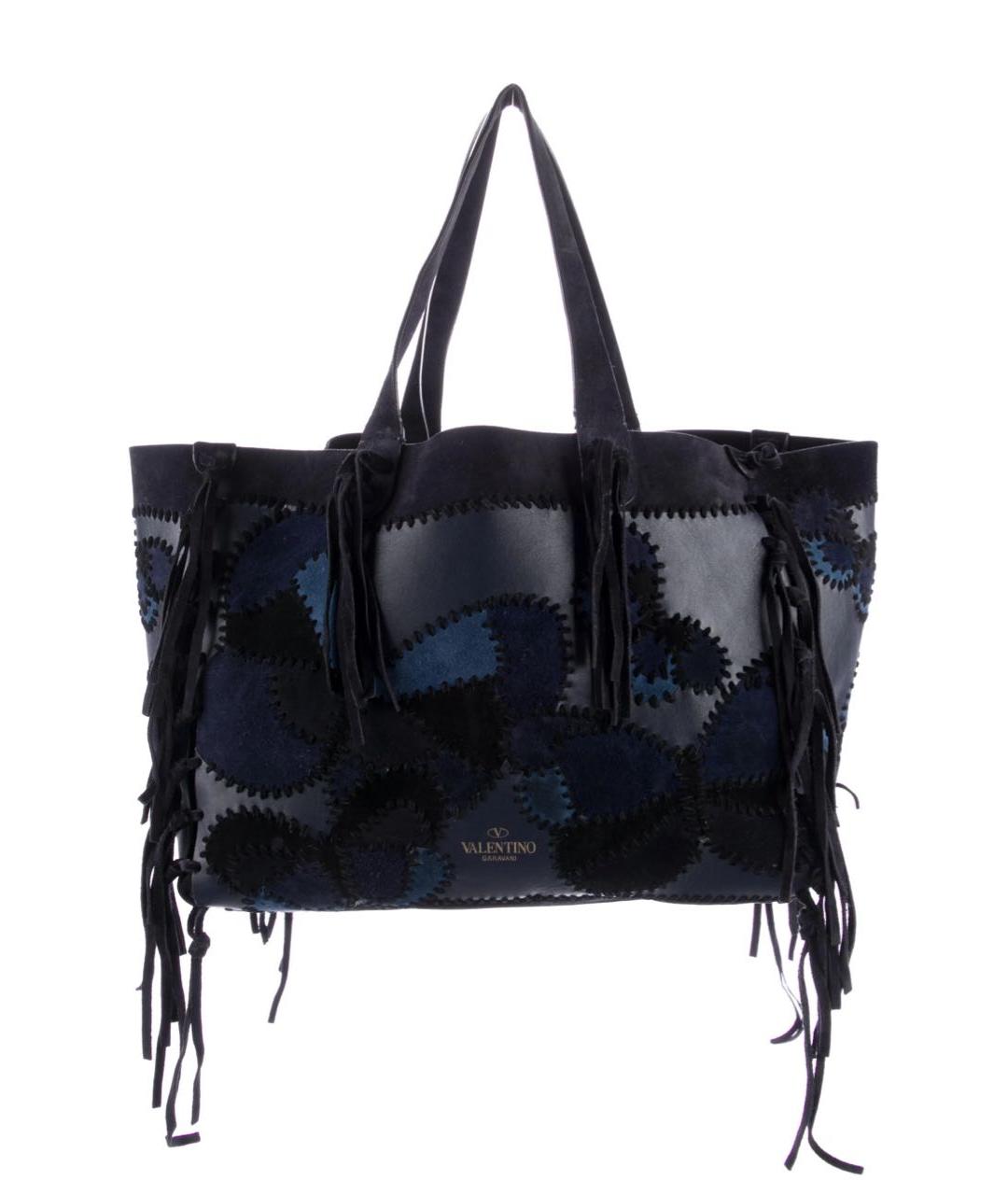 VALENTINO Темно-синяя замшевая сумка тоут, фото 1