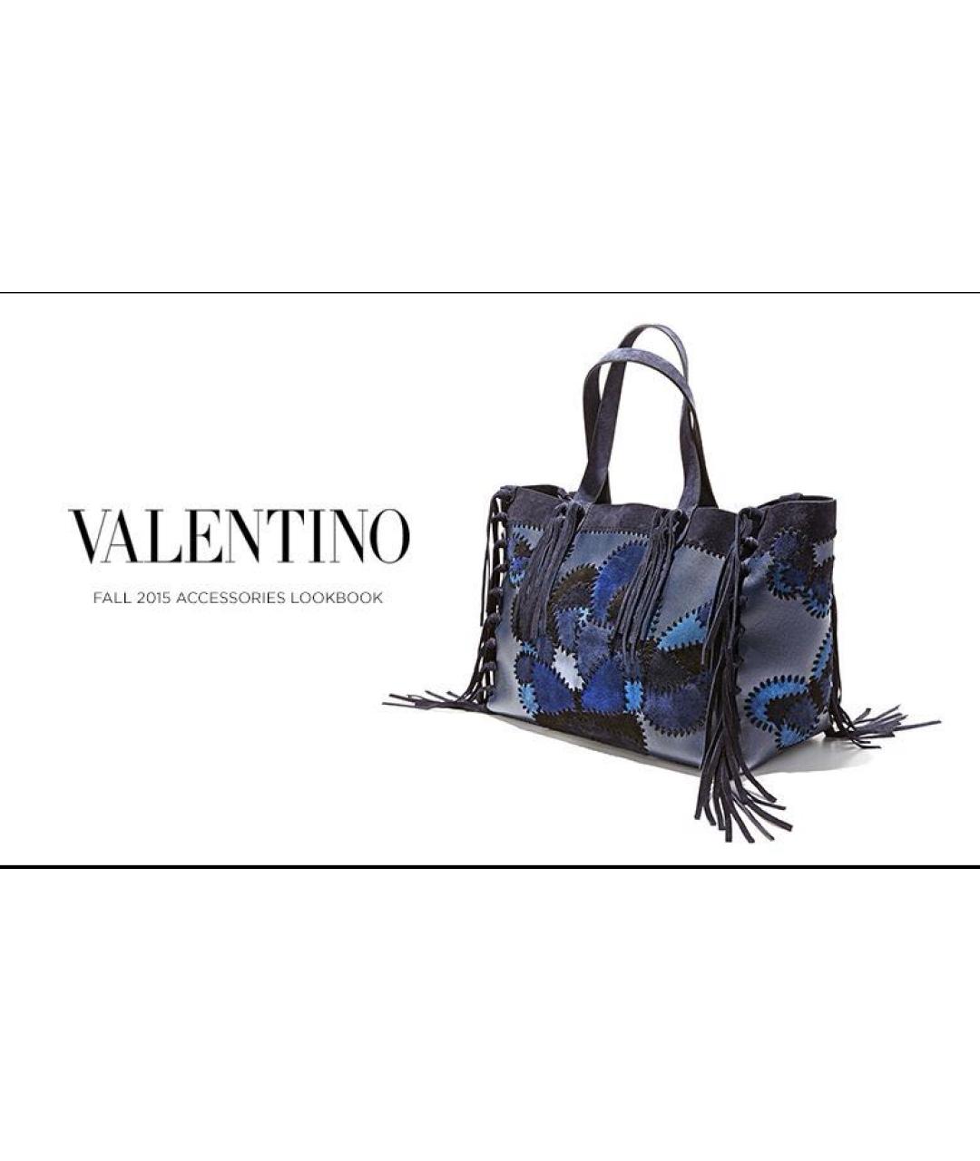 VALENTINO Темно-синяя замшевая сумка тоут, фото 5