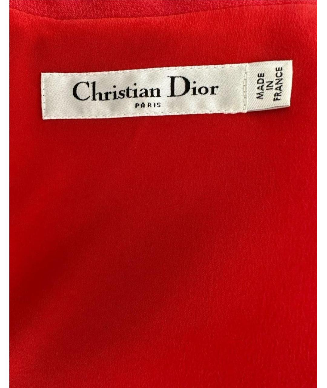 CHRISTIAN DIOR Красное шелковое коктейльное платье, фото 4