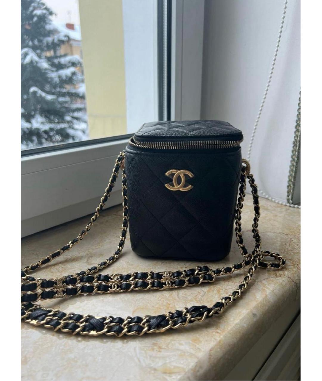 CHANEL Черная кожаная сумка через плечо, фото 6