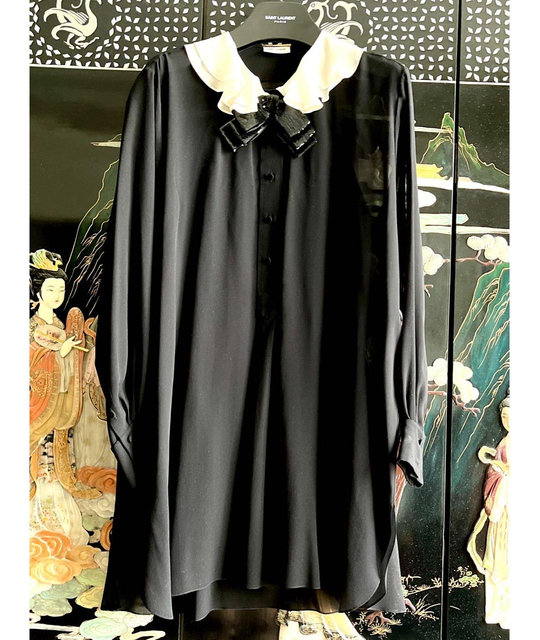 SAINT LAURENT Черная шелковая блузы, фото 8