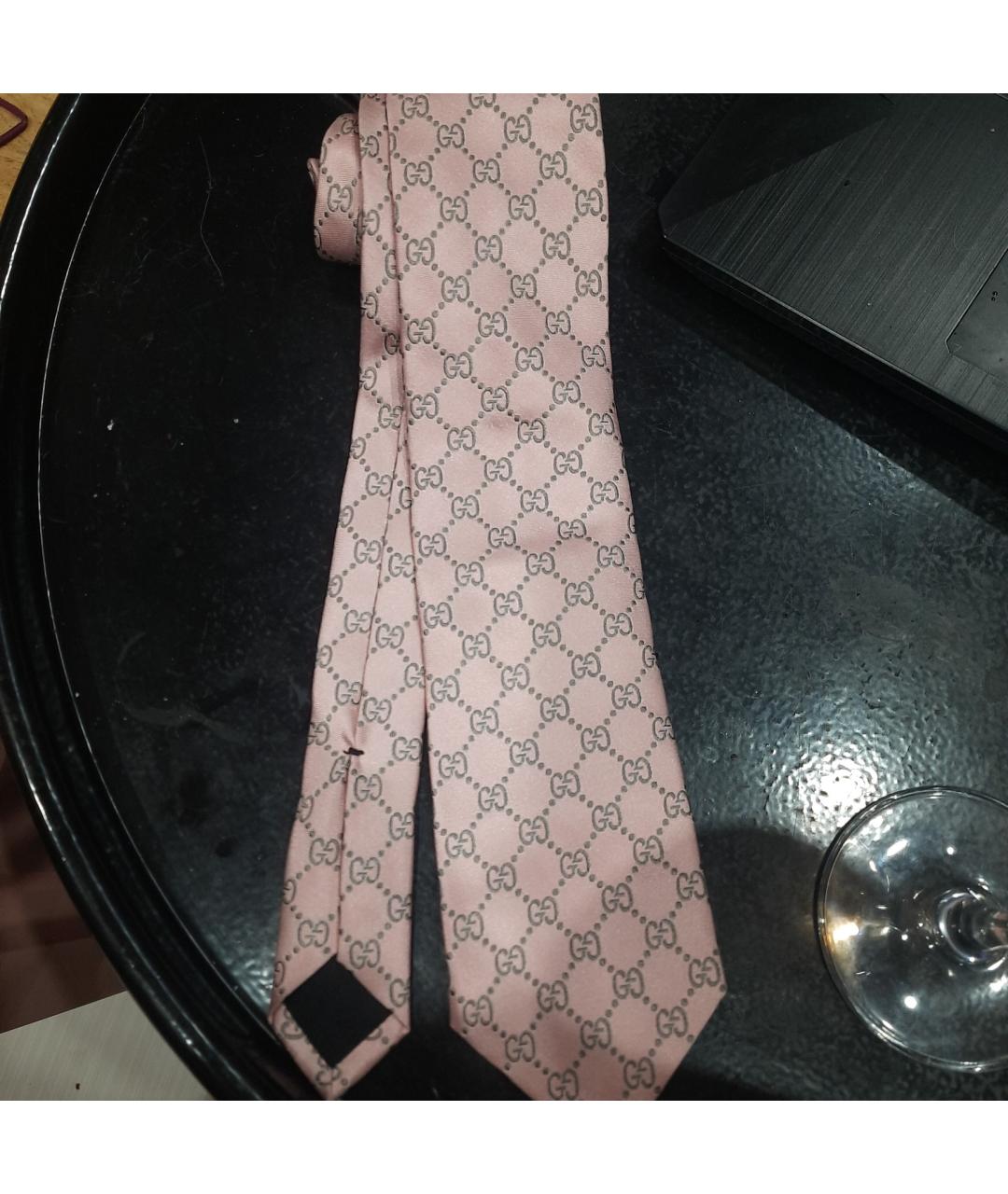 GUCCI Розовый тканевый галстук, фото 5