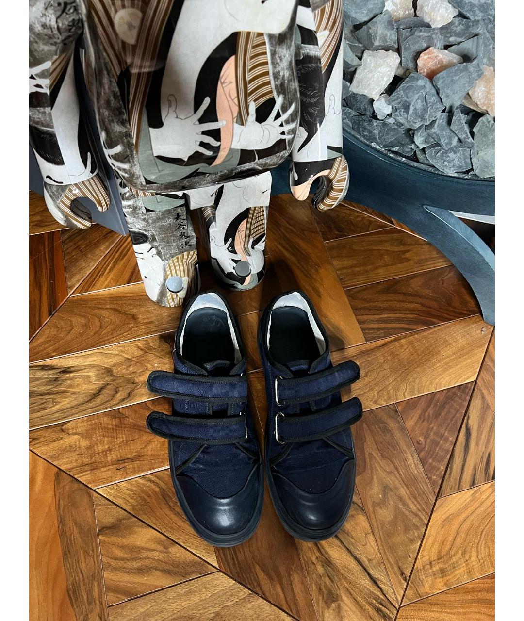 JACQUEMUS Темно-синие текстильные низкие кроссовки / кеды, фото 4