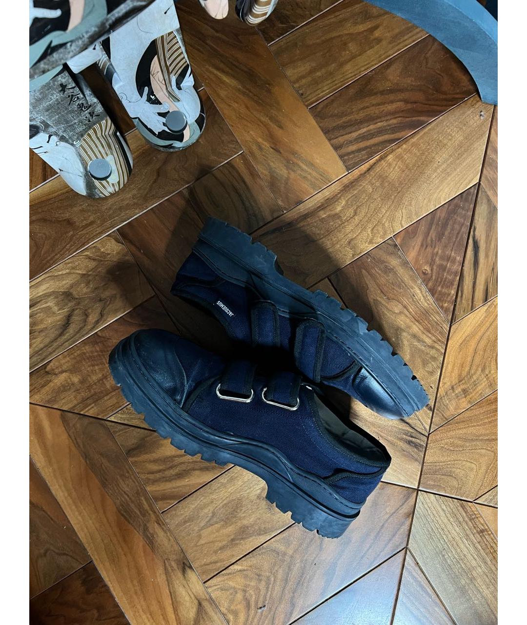 JACQUEMUS Темно-синие текстильные низкие кроссовки / кеды, фото 5