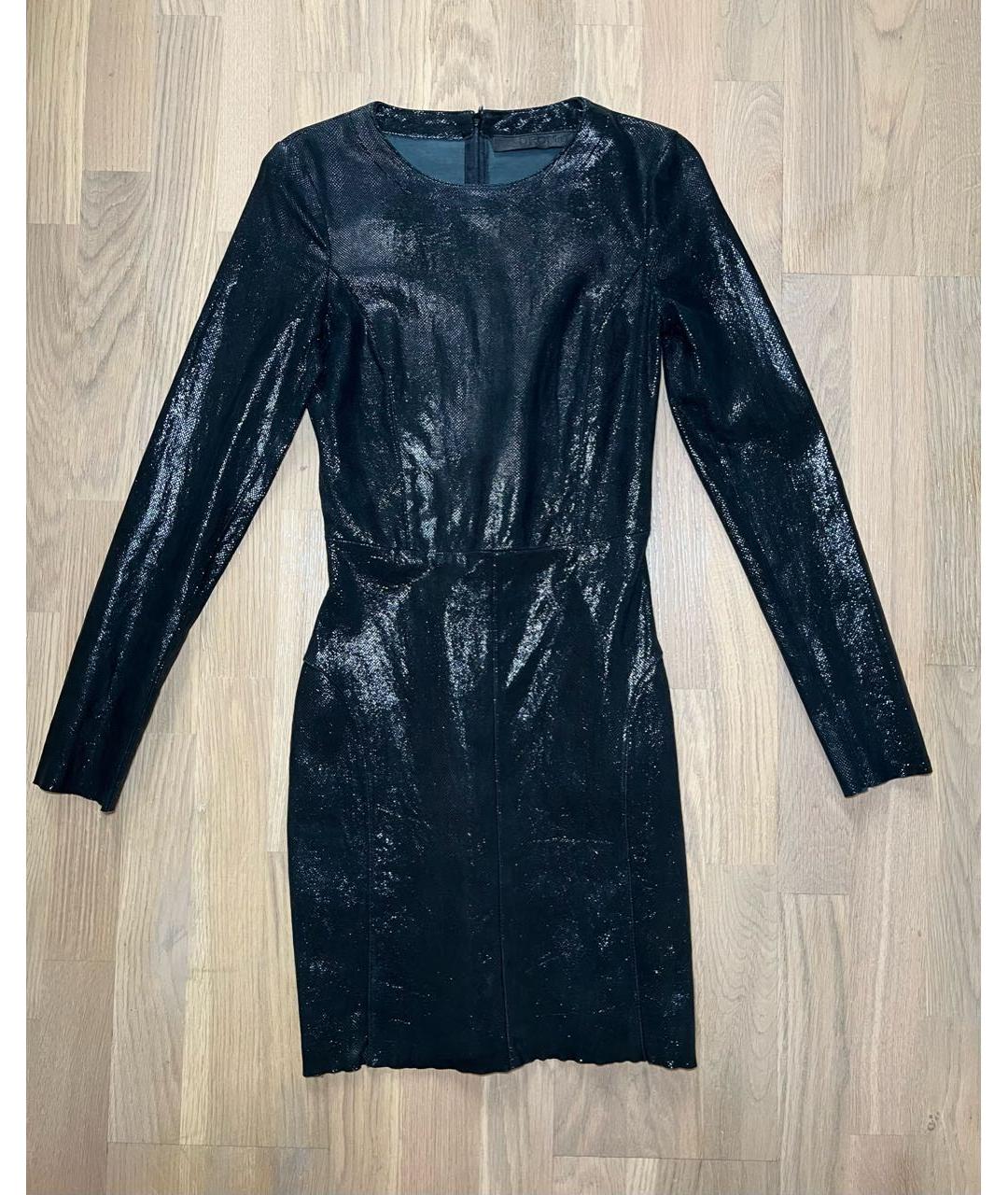 DROME Черное кожаное коктейльное платье, фото 6