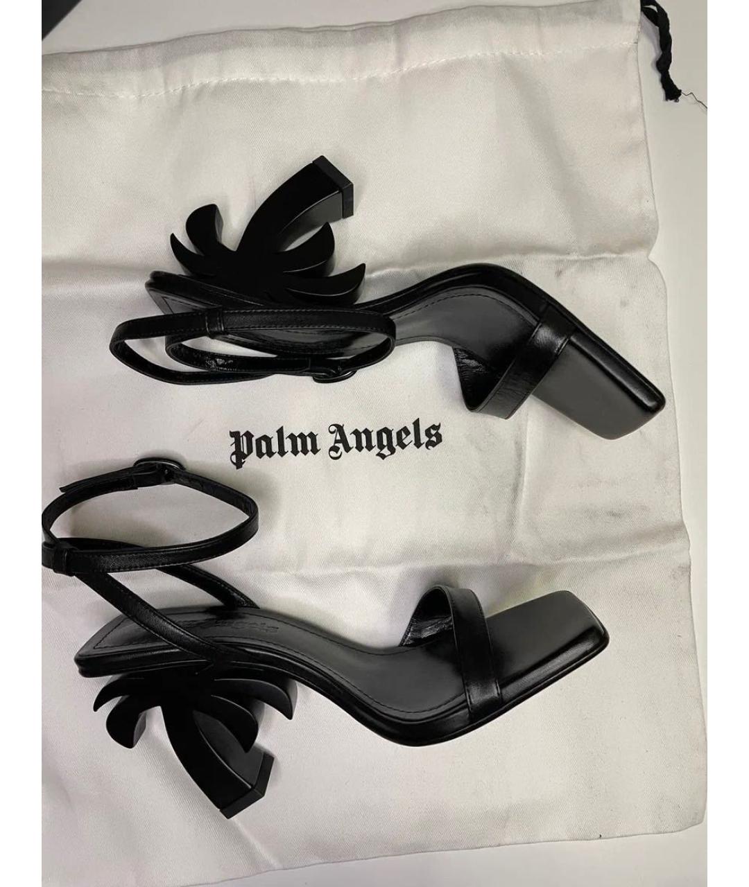 PALM ANGELS Черные кожаные босоножки, фото 2