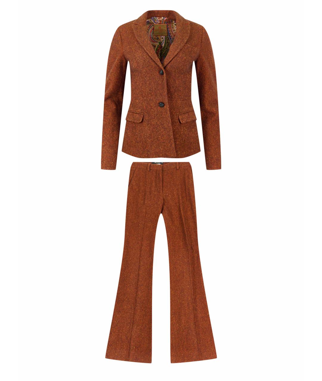 ETRO Коричневый шерстяной костюм с брюками, фото 1