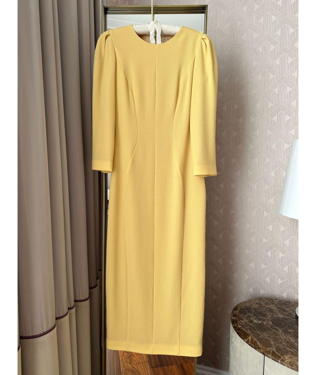 ULYANA SERGEENKO Желтое шерстяное коктейльное платье, фото 6