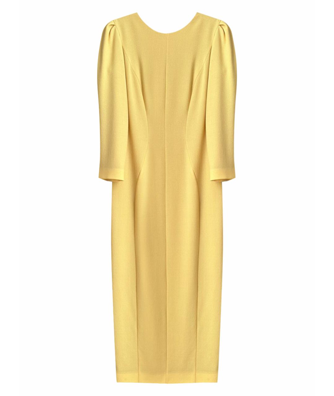 ULYANA SERGEENKO Желтое шерстяное коктейльное платье, фото 1