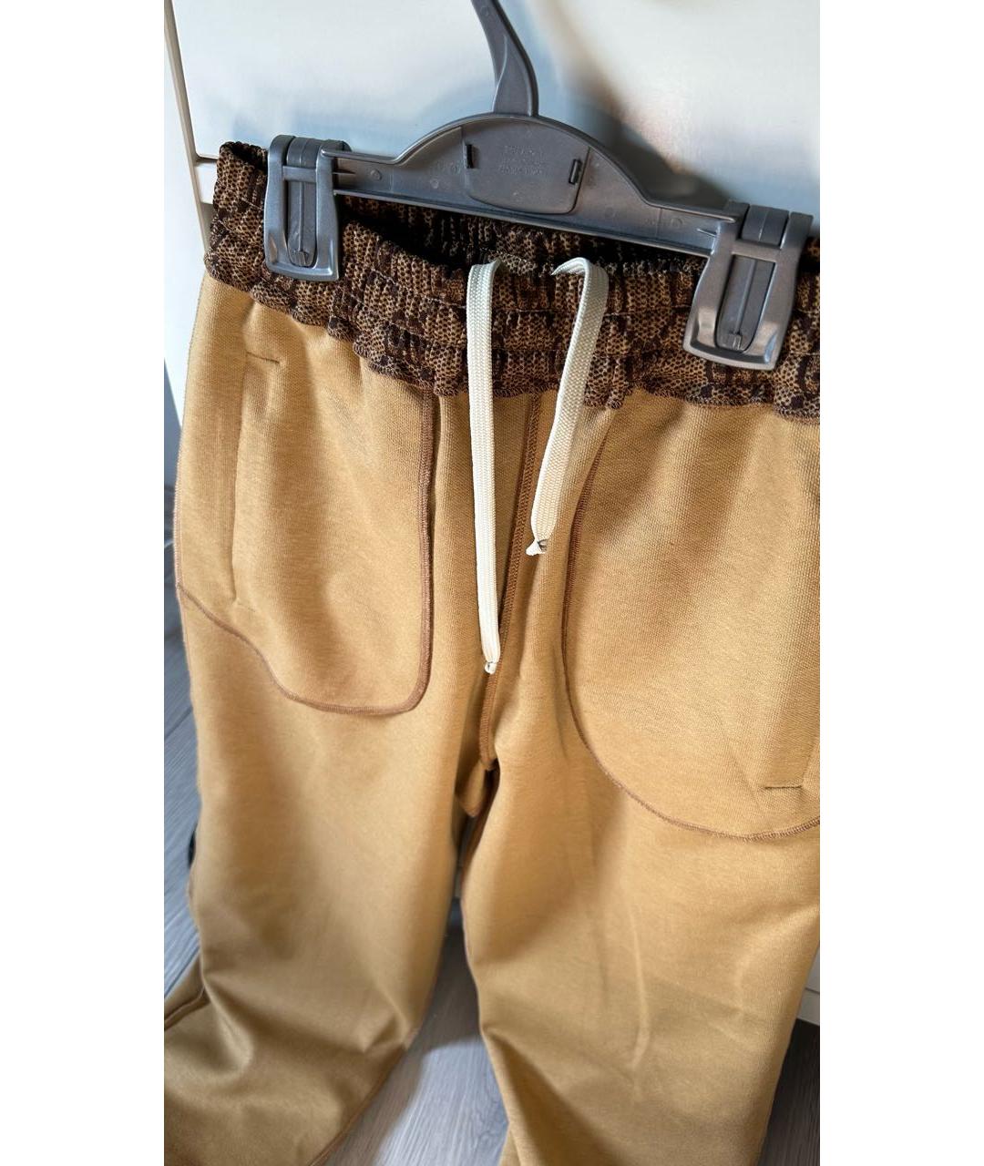 GUCCI Коричневые хлопковые спортивные брюки и шорты, фото 3