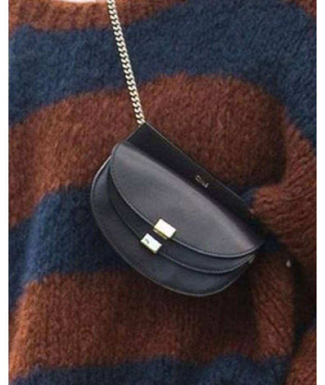 CHLOE Черная кожаная сумка с короткими ручками, фото 6