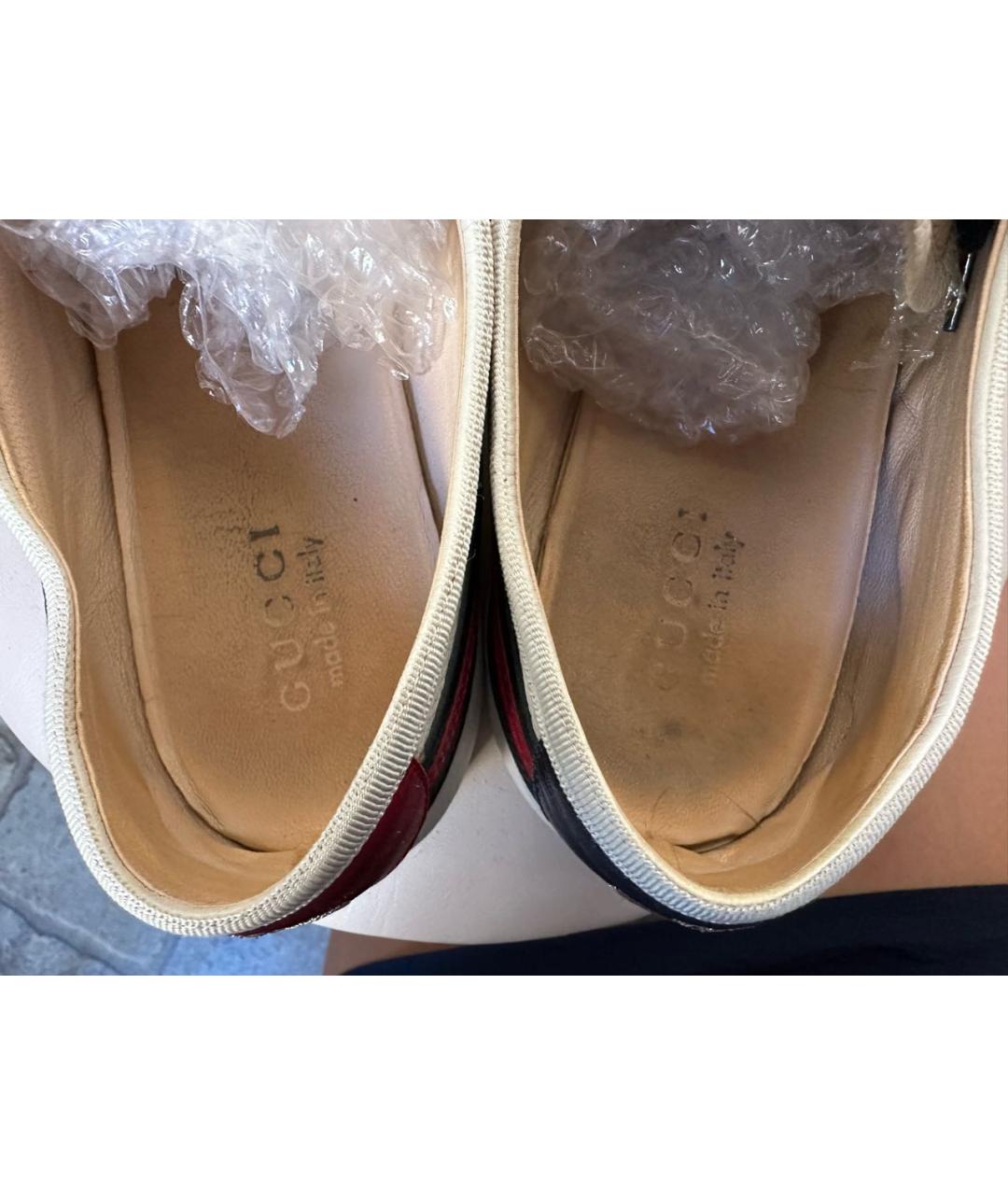 GUCCI Белые кожаные низкие кроссовки / кеды, фото 5