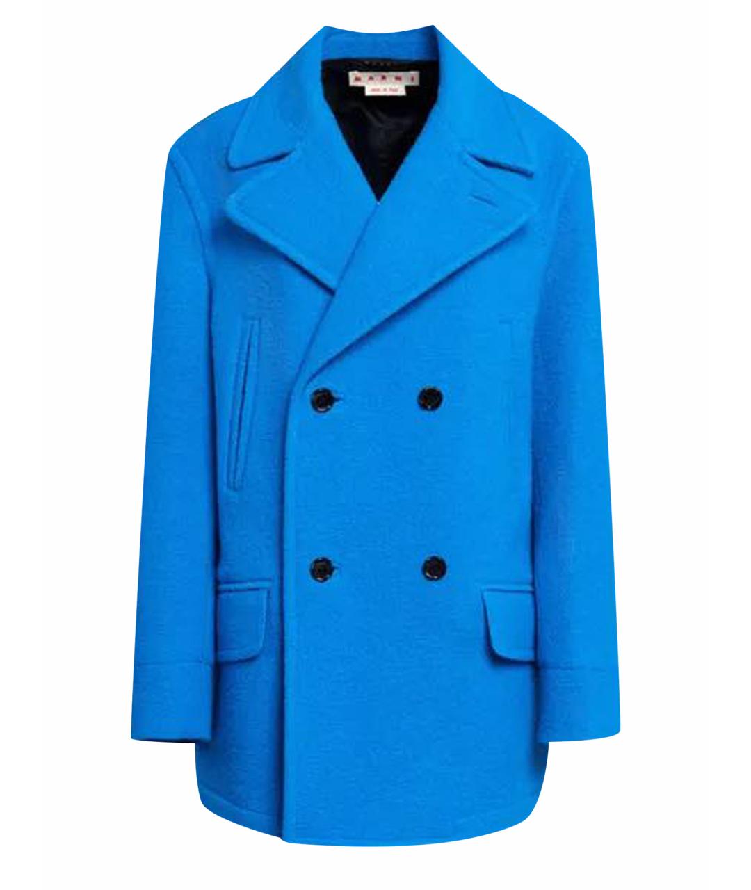 MARNI Синее шерстяное пальто, фото 1