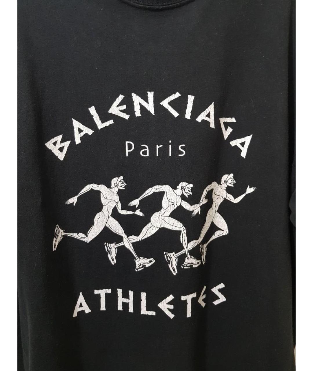 BALENCIAGA Черная хлопковая футболка, фото 2