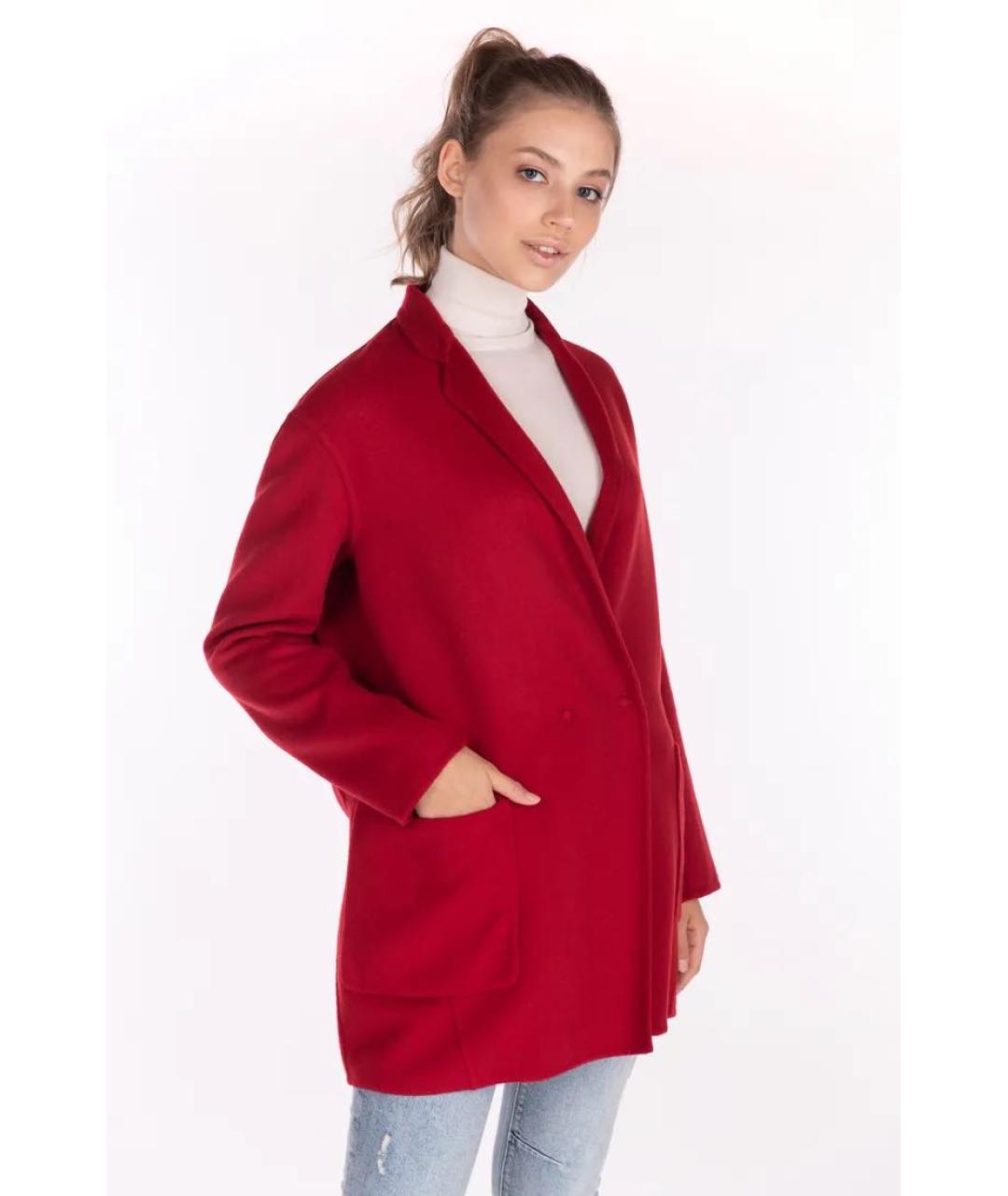 MANZONI 24 Красное шерстяное пальто, фото 5