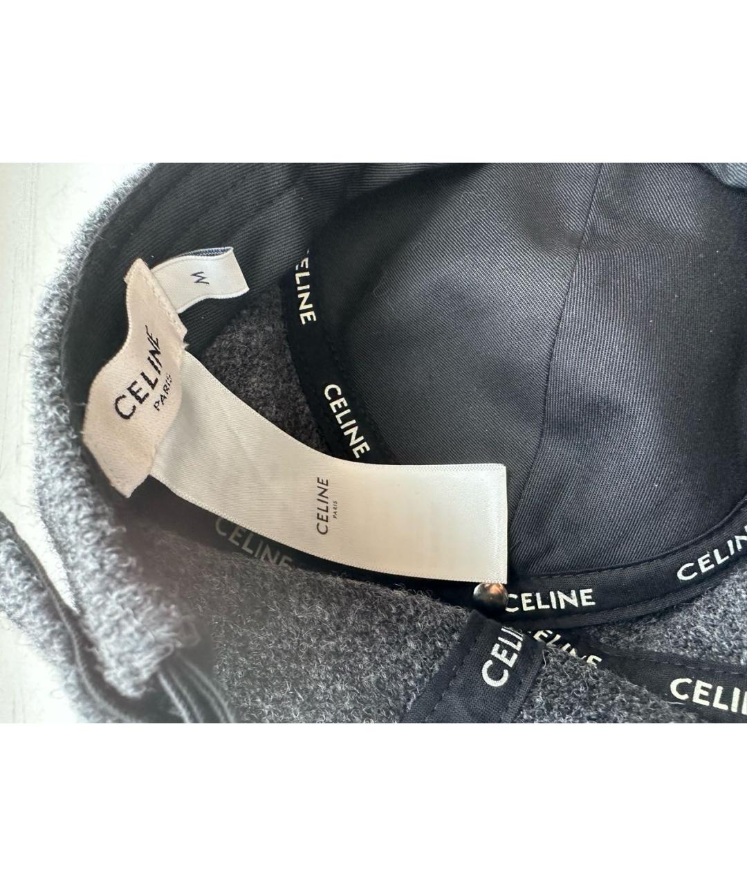 CELINE PRE-OWNED Серая шерстяная кепка, фото 4