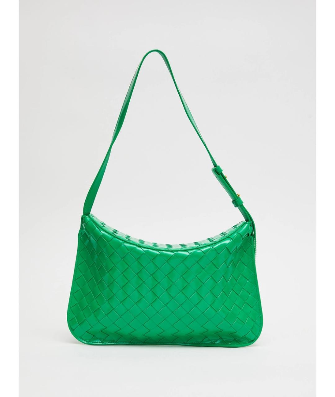 BOTTEGA VENETA Зеленая сумка через плечо из лакированной кожи, фото 6