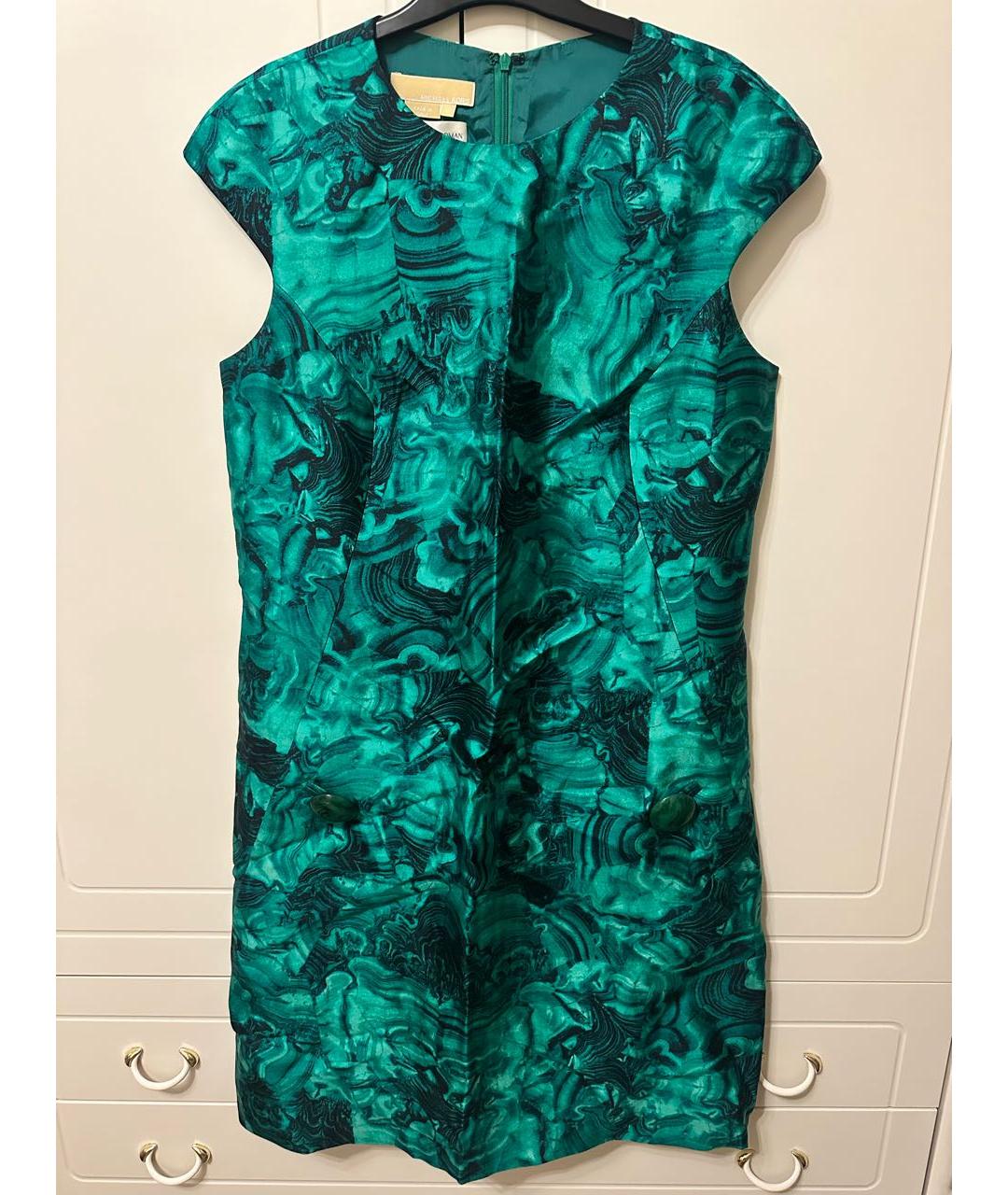 MICHAEL KORS Зеленые шелковое коктейльное платье, фото 9