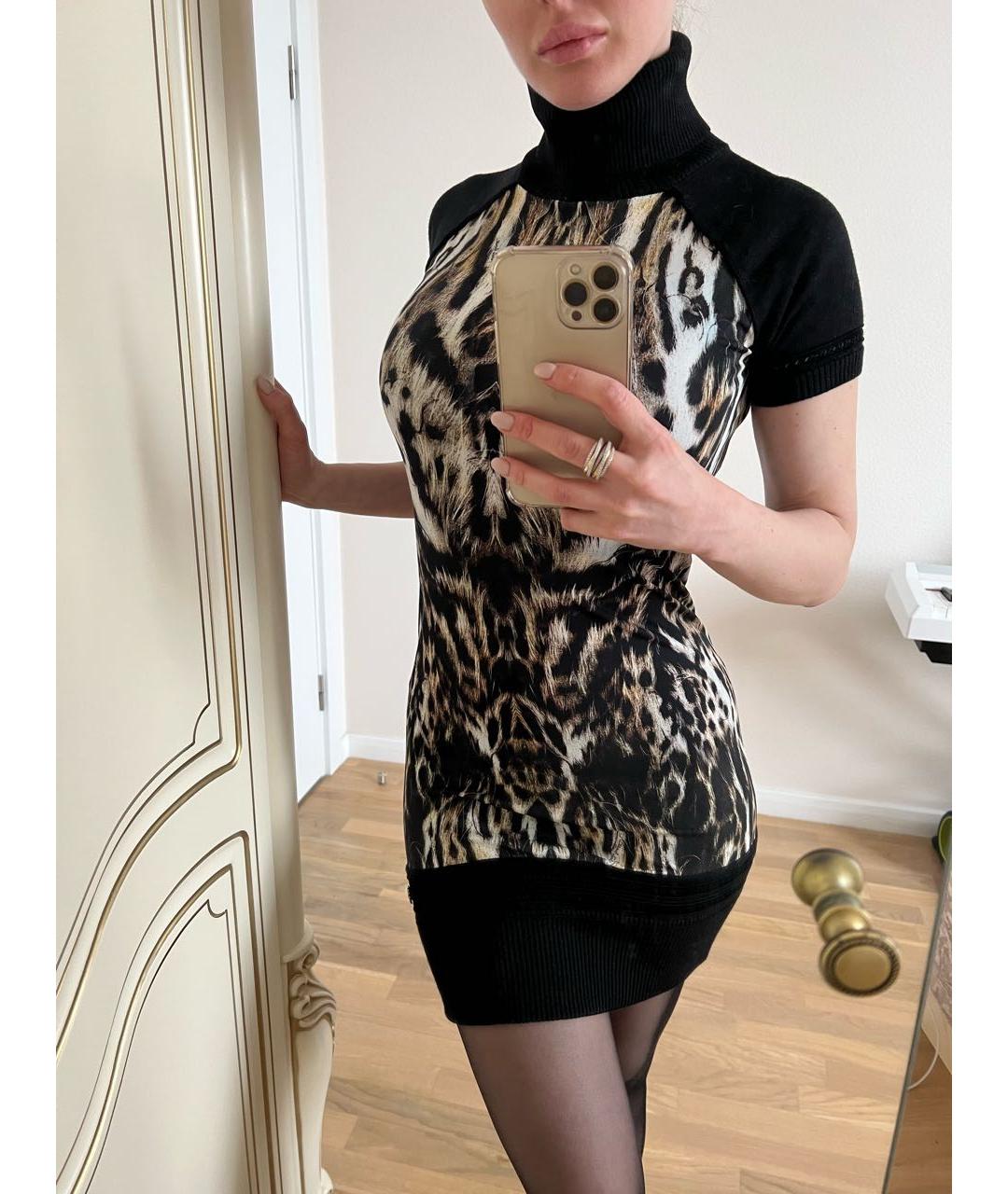 ROBERTO CAVALLI Черное вискозное повседневное платье, фото 5