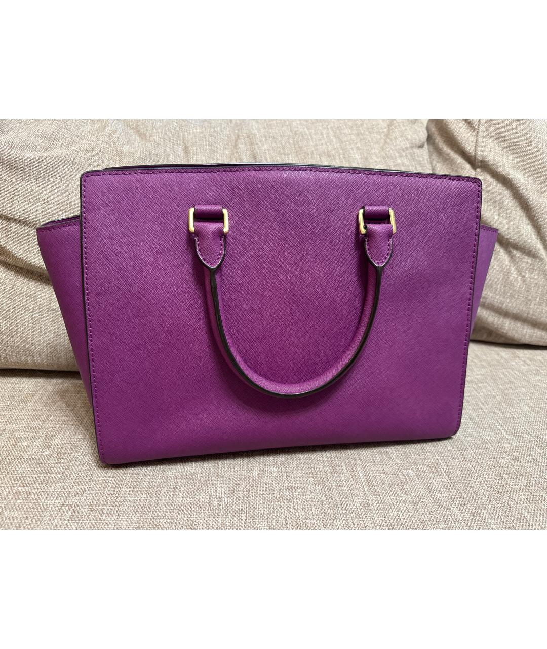 MICHAEL KORS Фиолетовая кожаная сумка с короткими ручками, фото 3