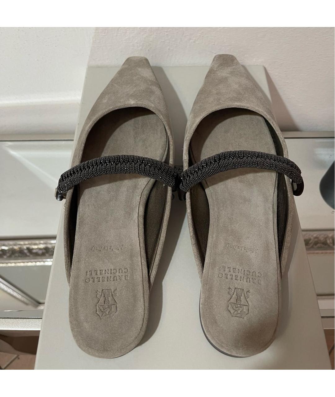 BRUNELLO CUCINELLI Серые замшевые мюли, фото 3