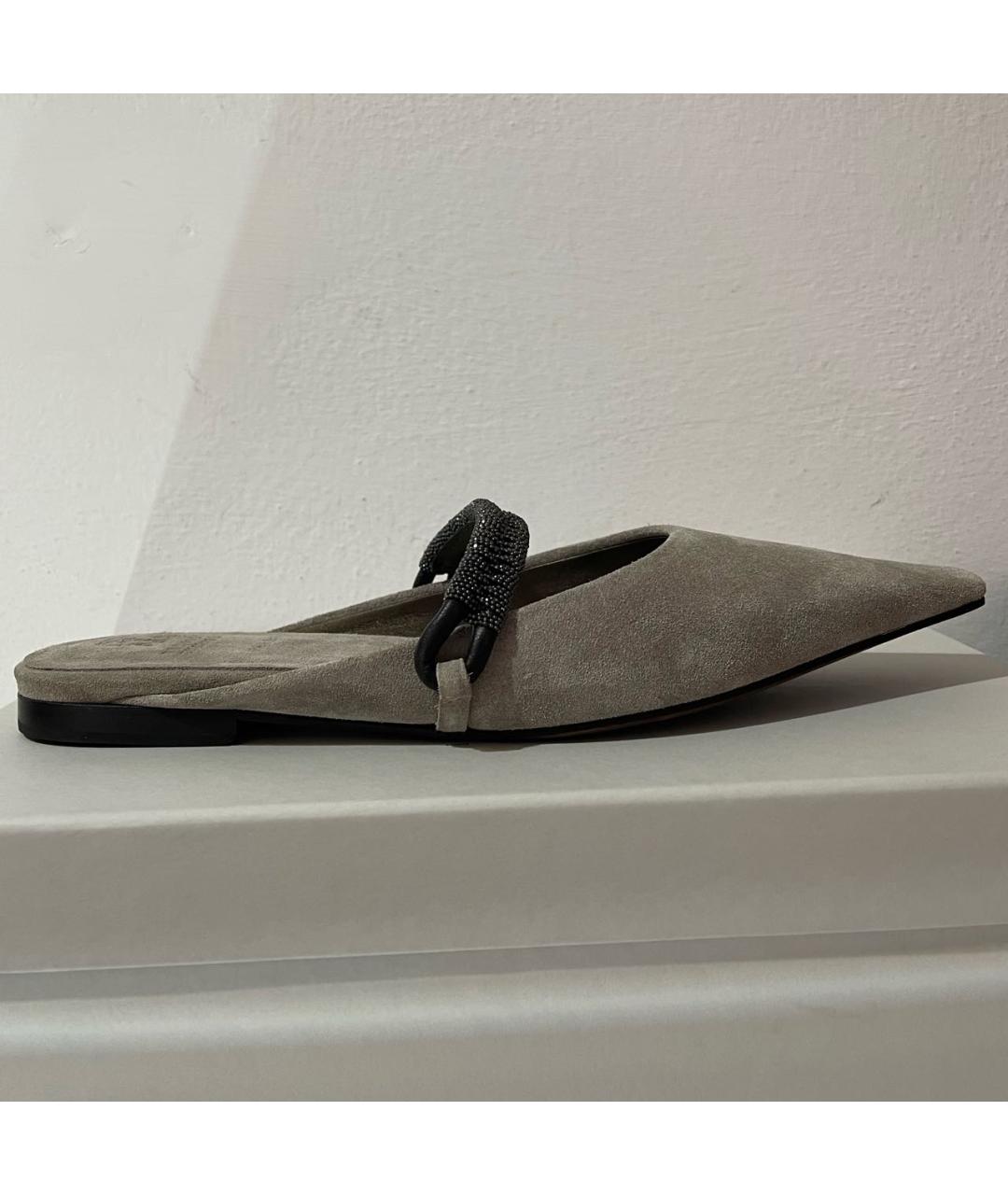 BRUNELLO CUCINELLI Серые замшевые мюли, фото 7
