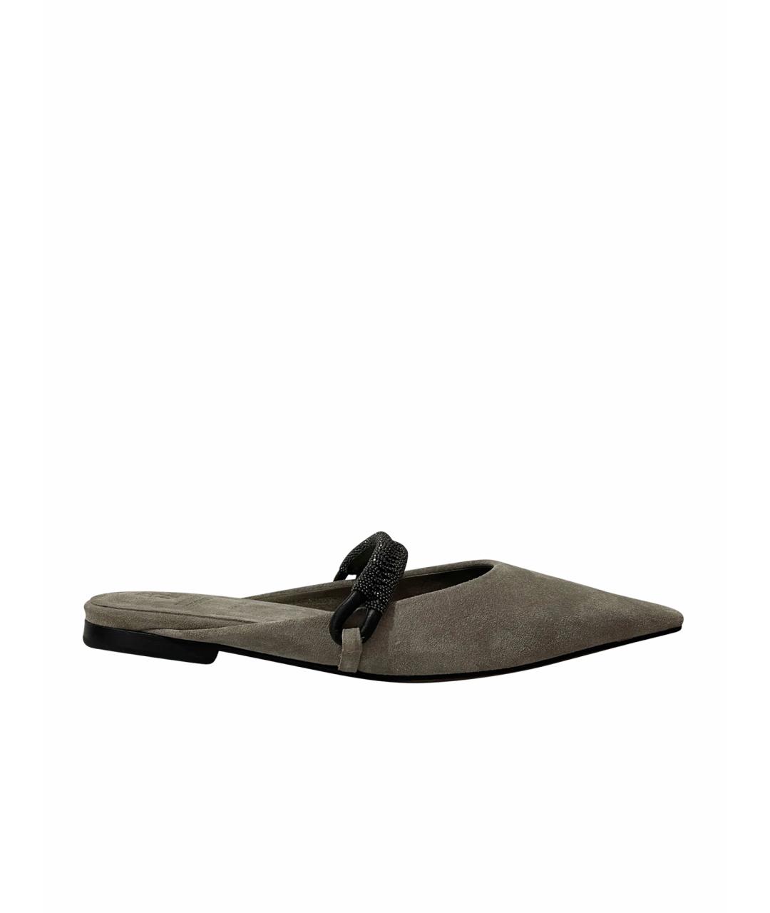 BRUNELLO CUCINELLI Серые замшевые мюли, фото 1