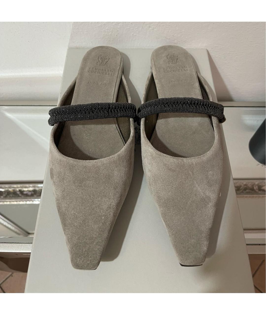 BRUNELLO CUCINELLI Серые замшевые мюли, фото 2