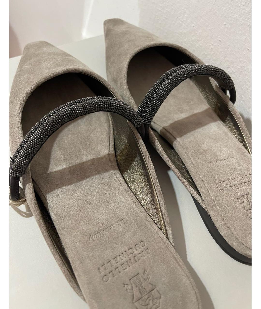 BRUNELLO CUCINELLI Серые замшевые мюли, фото 4