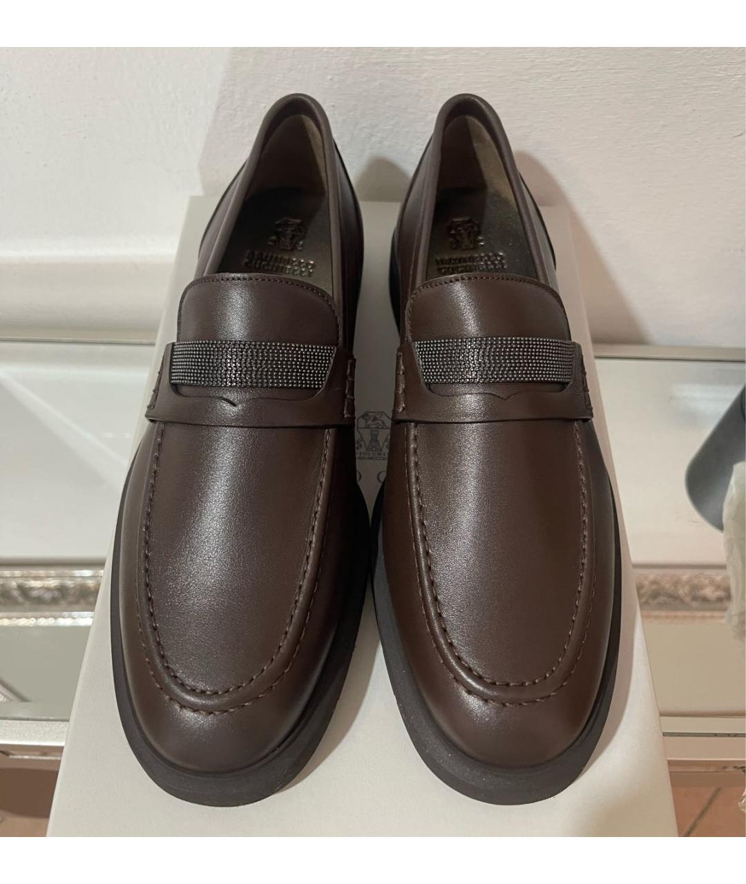 BRUNELLO CUCINELLI Коричневые кожаные лоферы, фото 2
