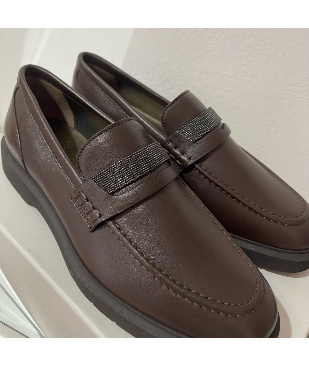 BRUNELLO CUCINELLI Коричневые кожаные лоферы, фото 6