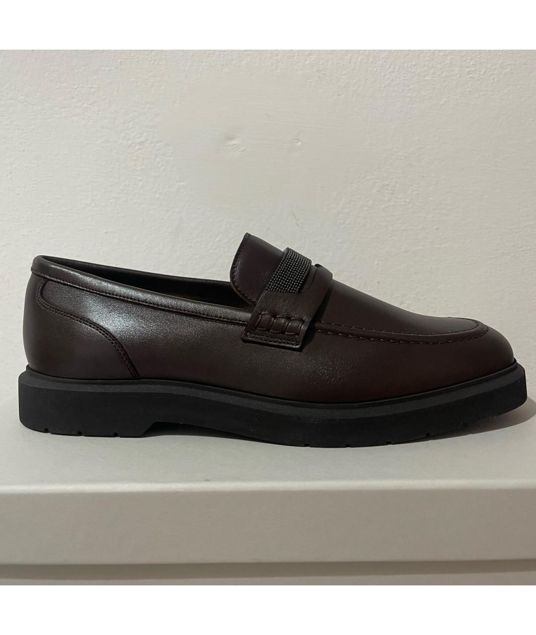 BRUNELLO CUCINELLI Коричневые кожаные лоферы, фото 7