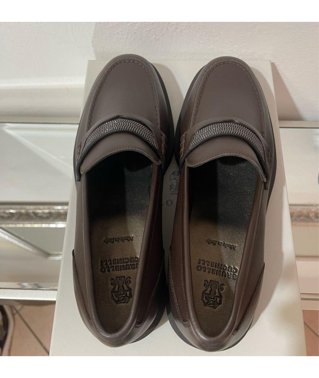 BRUNELLO CUCINELLI Коричневые кожаные лоферы, фото 3