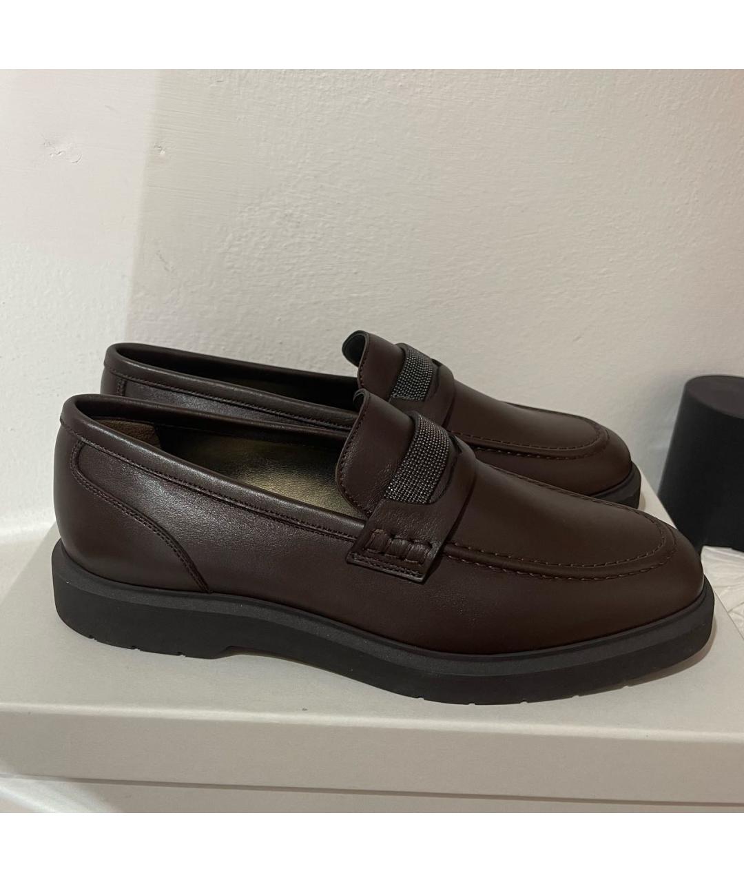 BRUNELLO CUCINELLI Коричневые кожаные лоферы, фото 5