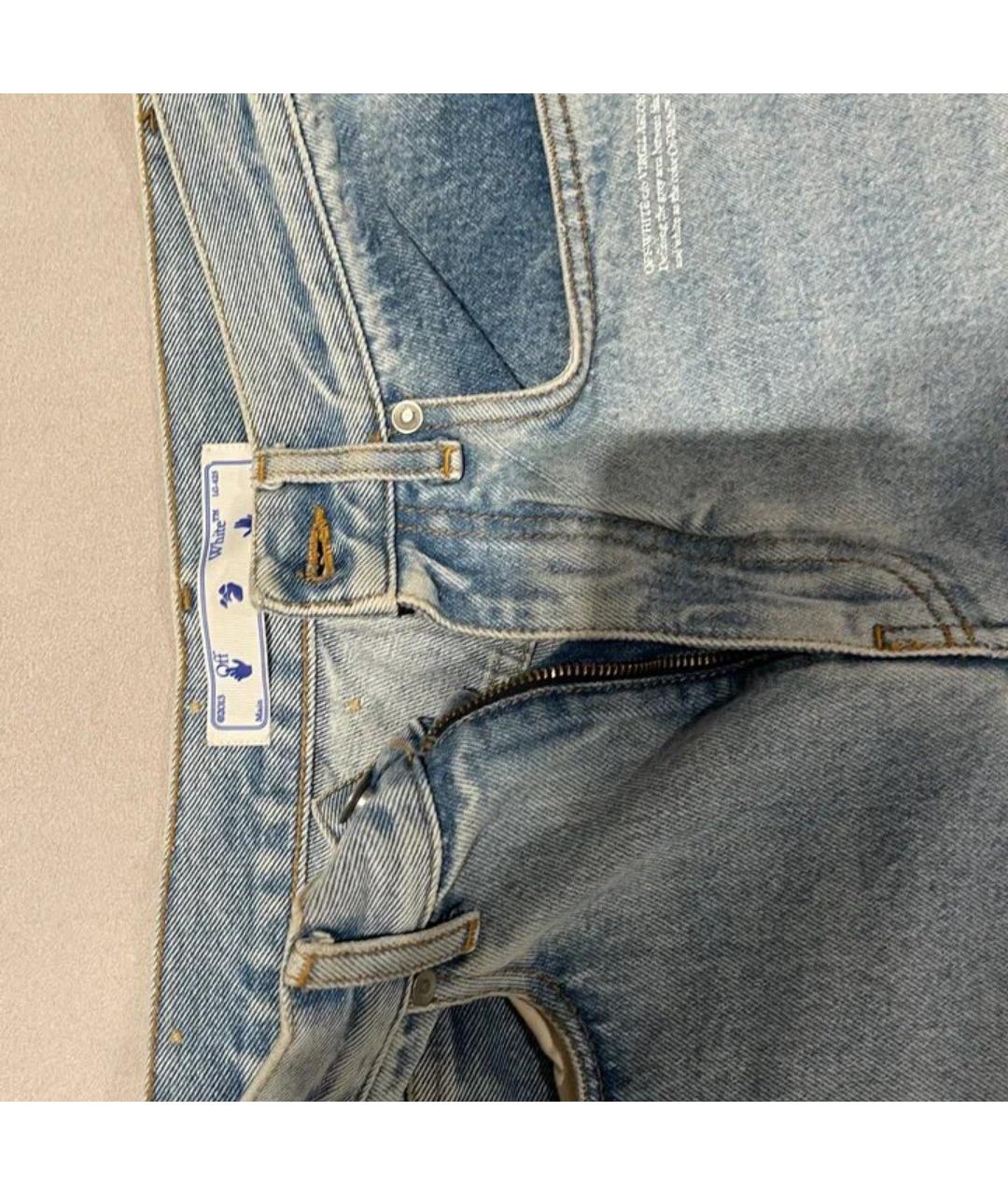 OFF-WHITE Голубые прямые джинсы, фото 4