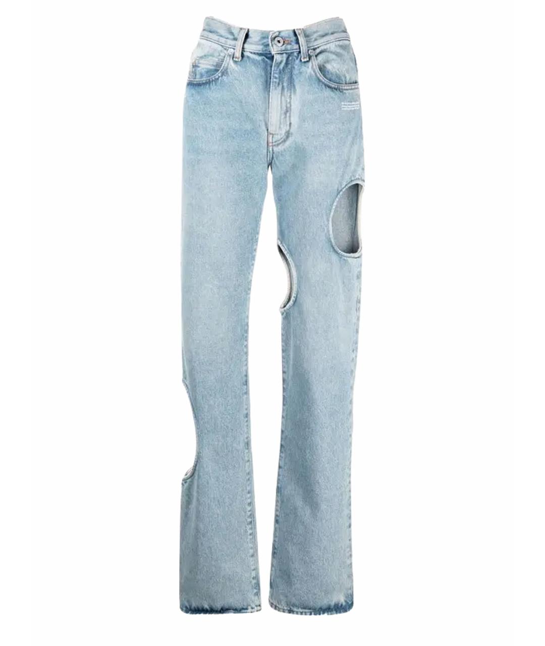 OFF-WHITE Голубые прямые джинсы, фото 1