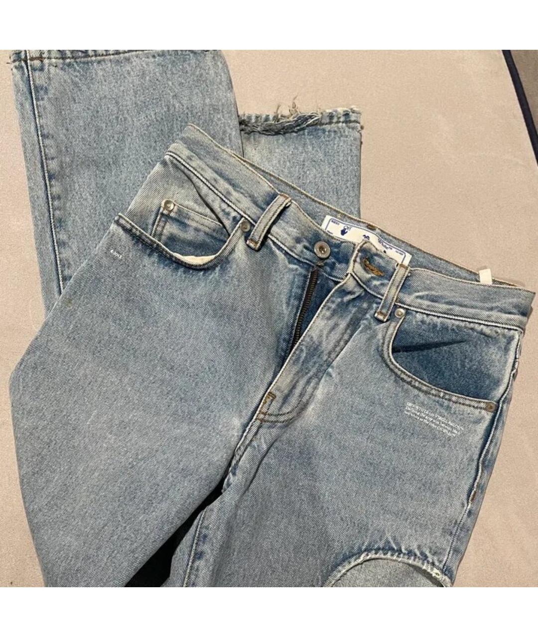 OFF-WHITE Голубые прямые джинсы, фото 5