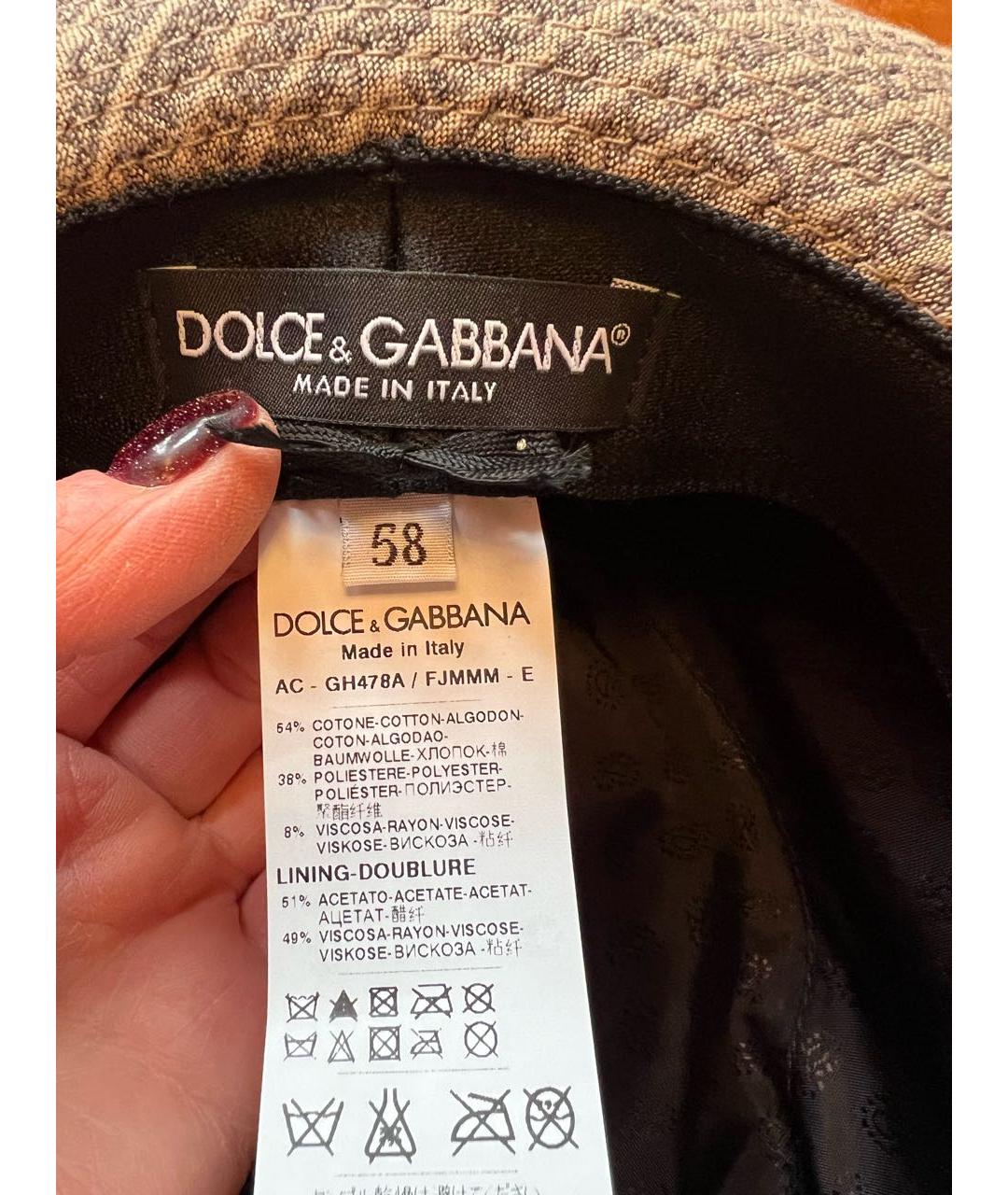 DOLCE&GABBANA Бежевая хлопковая шляпа, фото 5