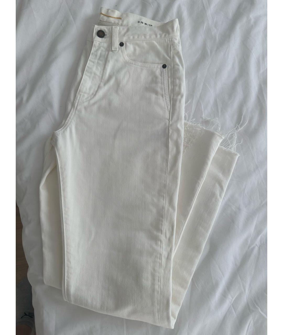 SAINT LAURENT Белые хлопковые джинсы слим, фото 4