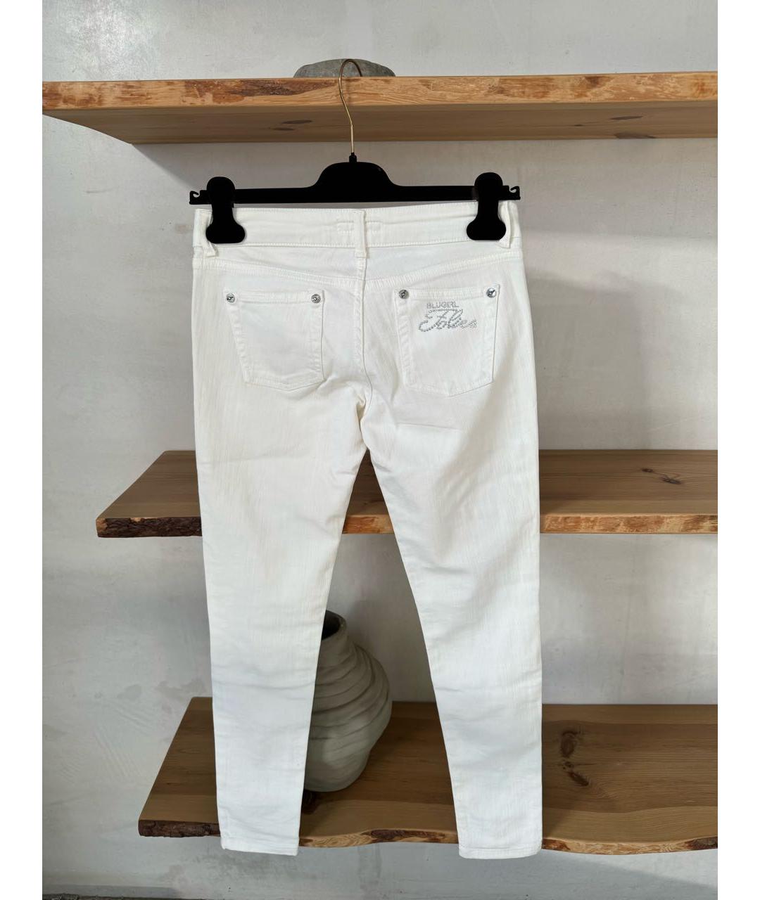 BLUGIRL Белые хлопко-эластановые джинсы слим, фото 5